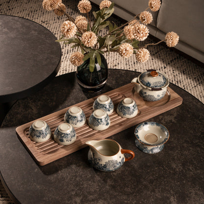 ALIHOME® Combo Teapot & Teacup Tray | Walnut