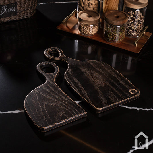 ALIHOME® Dark Oak Custom Shaped Decorative Tray | Set of 2