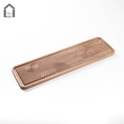 ALIHOME® Rectangle Teapot & Cup Tray | Walnut | KTCN03WN-140