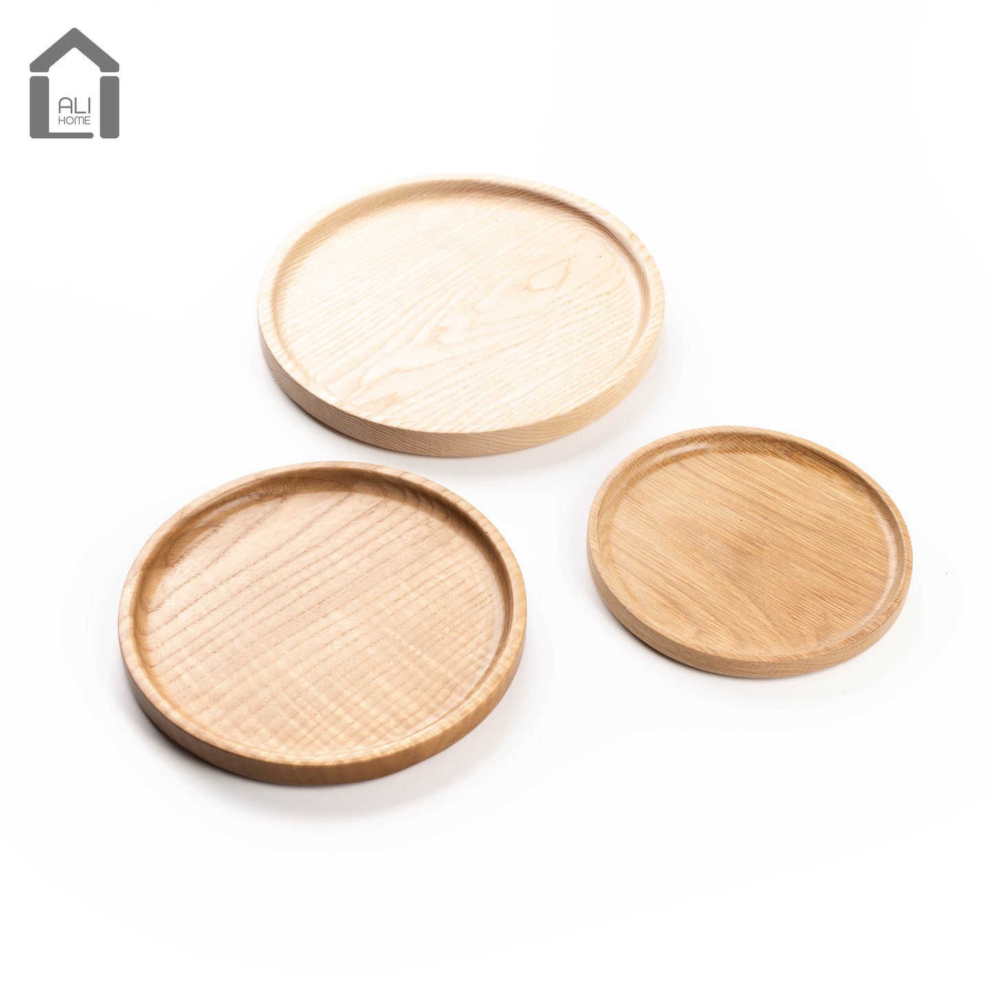 ALIHOME® Oak Round Decorative Tray | Perfume/Candle Holder | Set of 3