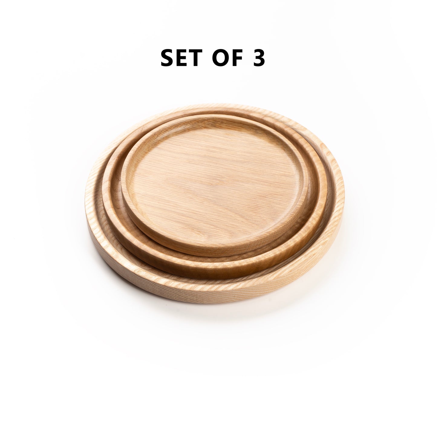 ALIHOME® Oak Round Decorative Tray | Perfume/Candle Holder | Set of 3