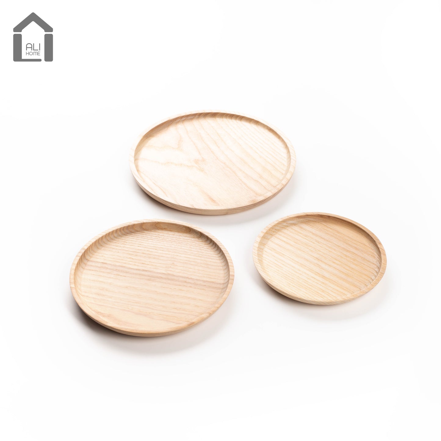 ALIHOME® Light Oak Round Decorative Tray | Perfume/Candle Holder | Set of 3