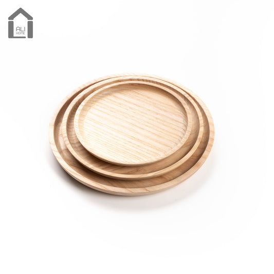 ALIHOME® Light Oak Round Decorative Serving Plates | Set of 3