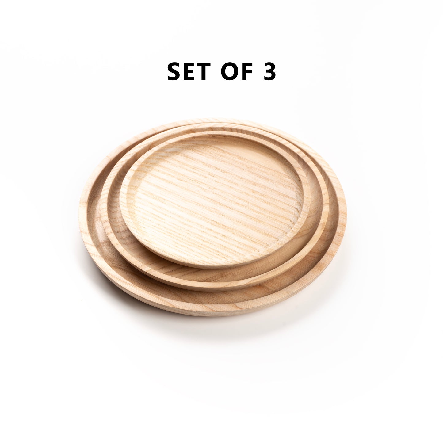 ALIHOME® Light Oak Round Decorative Tray | Perfume/Candle Holder | Set of 3