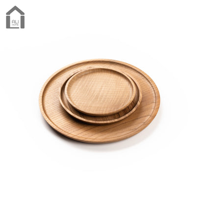 ALIHOME® Dark Oak Round Decorative Serving Plates | Set of 3