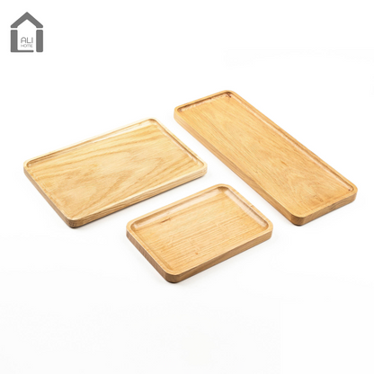 ALIHOME® Light Oak Decorative Rectangle Trays | Set of 3