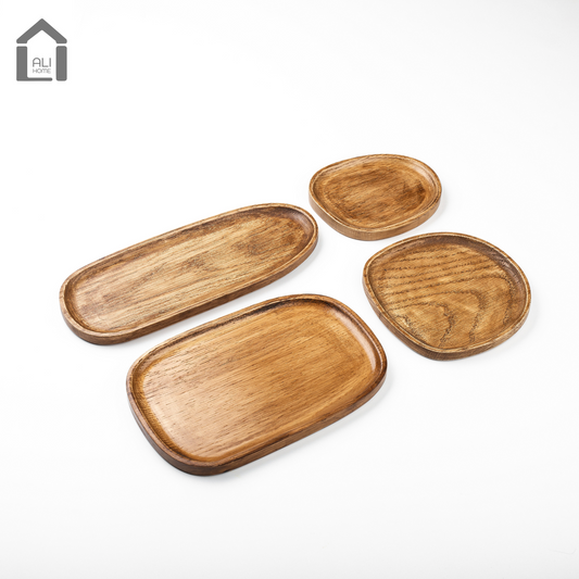 ALIHOME® Vintage Oak Decorative Oval Trays |  Set of 4