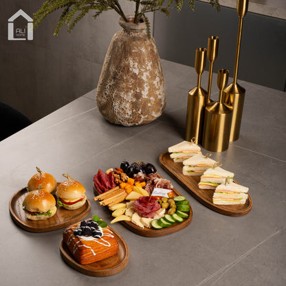 ALIHOME® Vintage Oak Decorative Oval Trays |  Set of 4