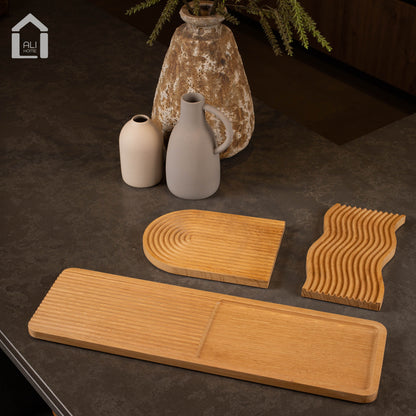 ALIHOME® Light Rectangle Teapot & Cup Tray | Oak | KTCN02NB-18