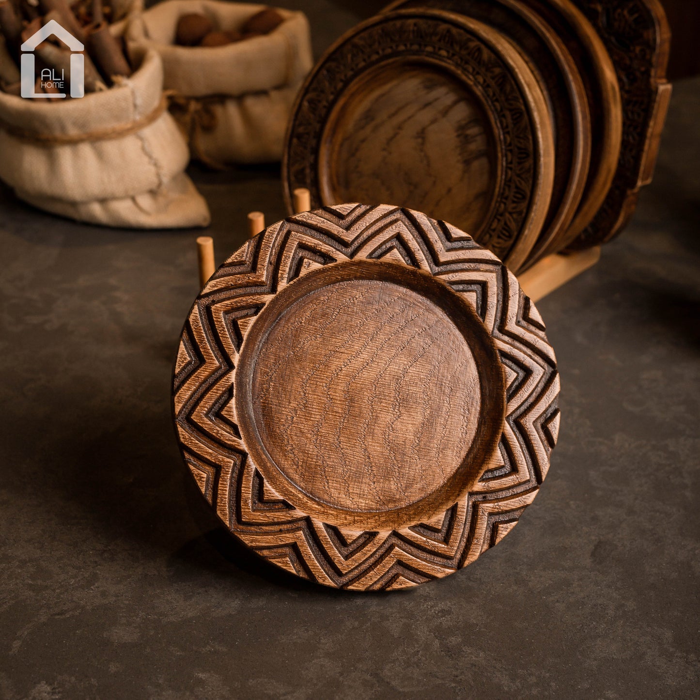 ALIHOME® Dark Wooden 8" Plate | DTHV15HN-31