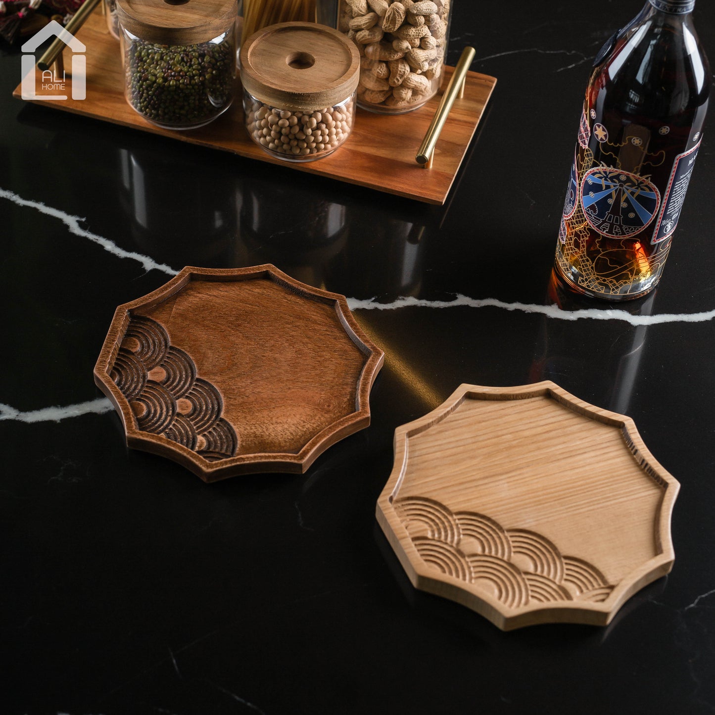 ALIHOME® Dark Wooden 8" Plate | DTHV16HN-50