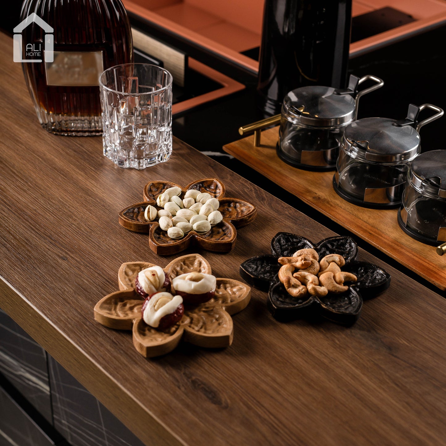 ALIHOME® Oak Flower Shaped Decorative Tray Set | KNNS01NHC-61