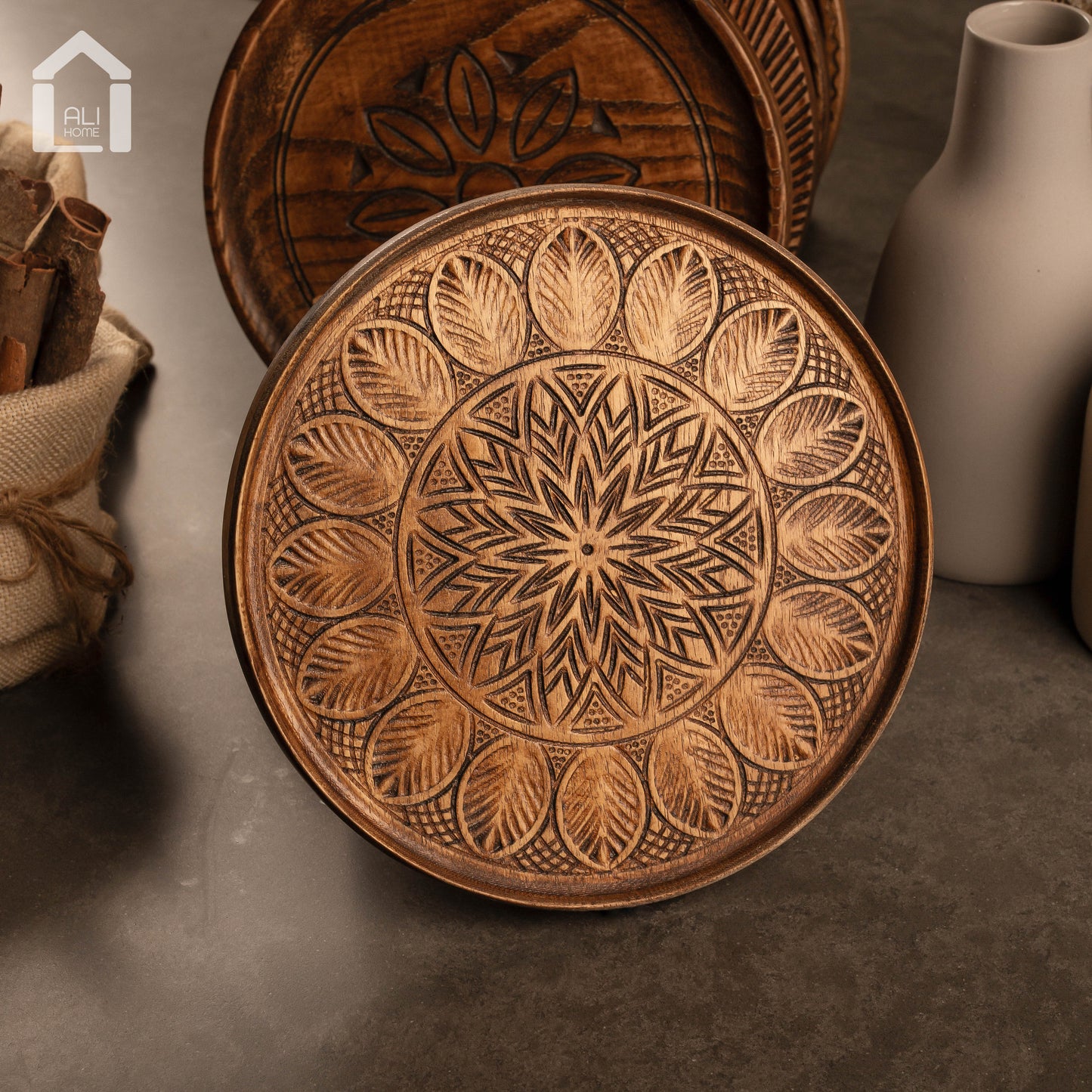 ALIHOME® Dark Wooden 8" Plate | DTHV17HN-127