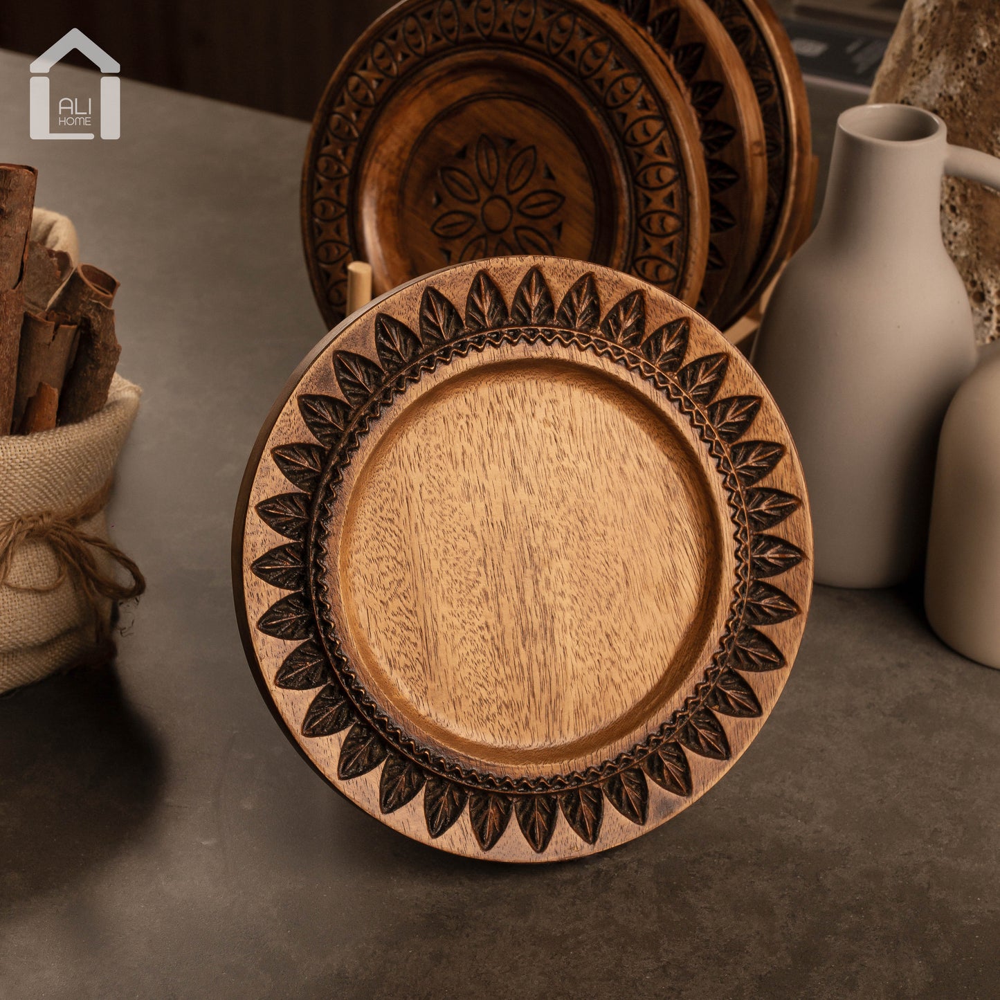 ALIHOME® Dark Wooden 8" Plate | DTHV14HN-124