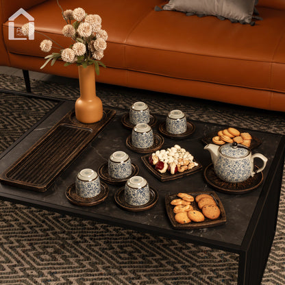 ALIHOME® Combo Teapot & Teacup Tray | Dark