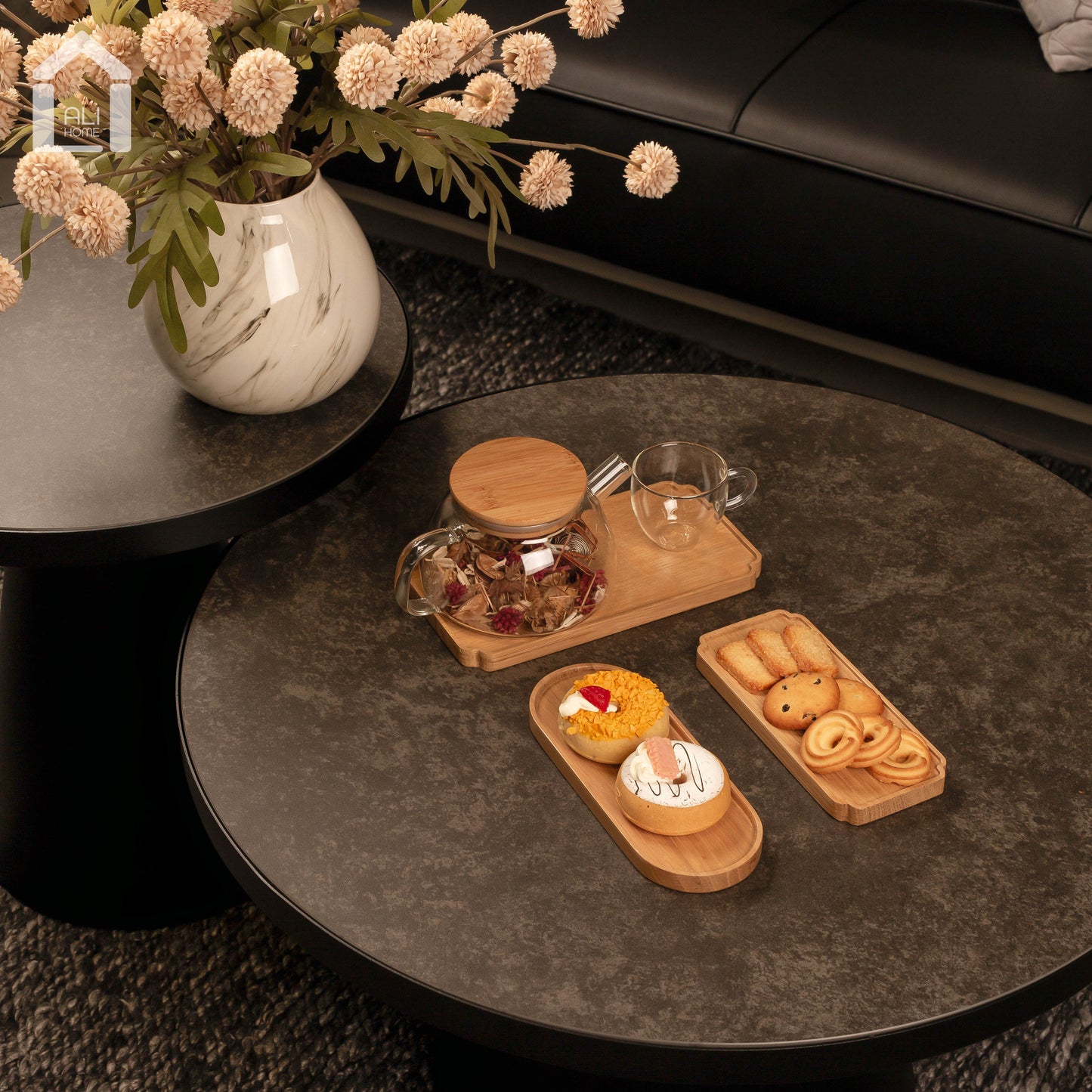 ALIHOME® Dark Wooden Oval Decorative Tray | KONB-68